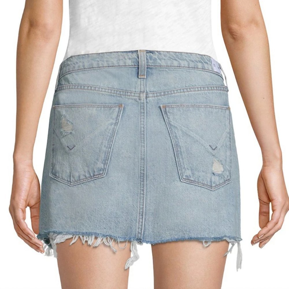 Hudson Jeans Vivid Distressed Light Denim Mini Skirt, Size 28, NWT - Picture 2 of 7